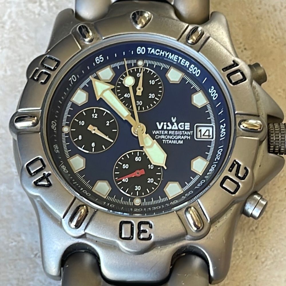 Visage men battery water resistant 10ATM all titanium chronograph w/date